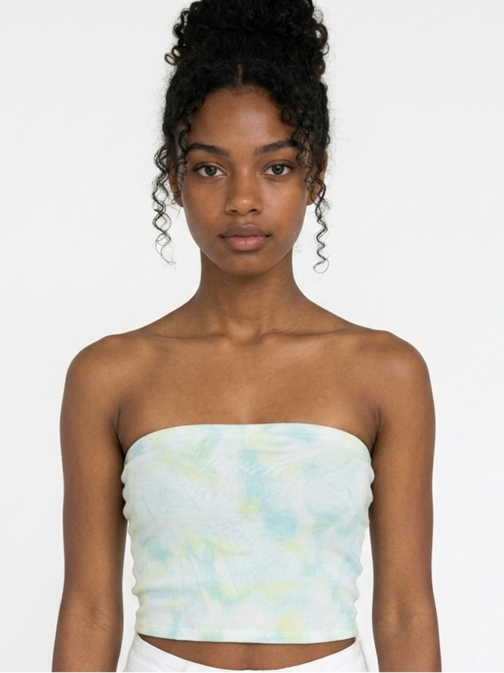 AMERICAN EAGLE | Tie-Dye Strapless Tube Top in Pastel Blue-Green Women’s Size M